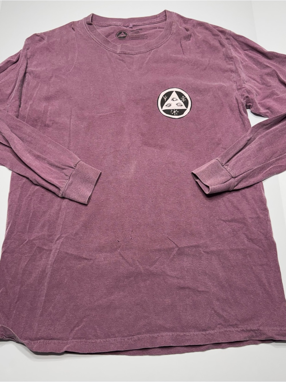 Men's Long-Sleeve Crew Tee in Mauve with Chest Emblem